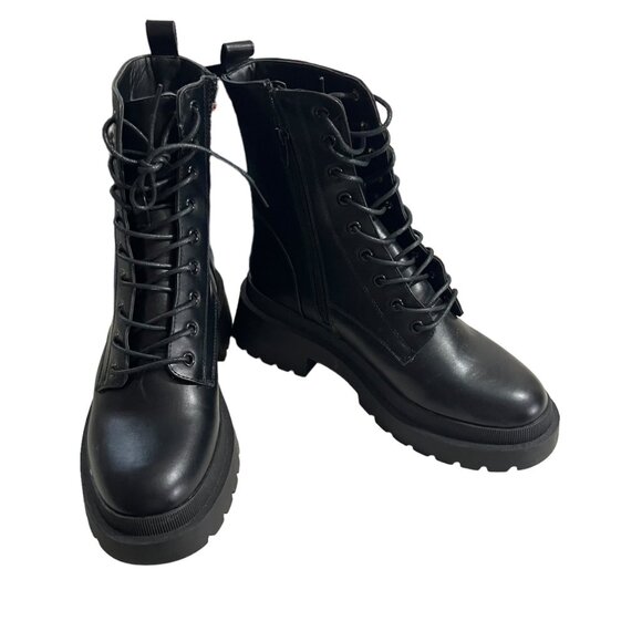 New Look combat boots chunky heel platform side zip sz 40 or US 9 - Picture 6 of 7